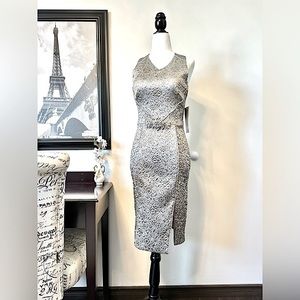THEIA Metallic Brocade Dress